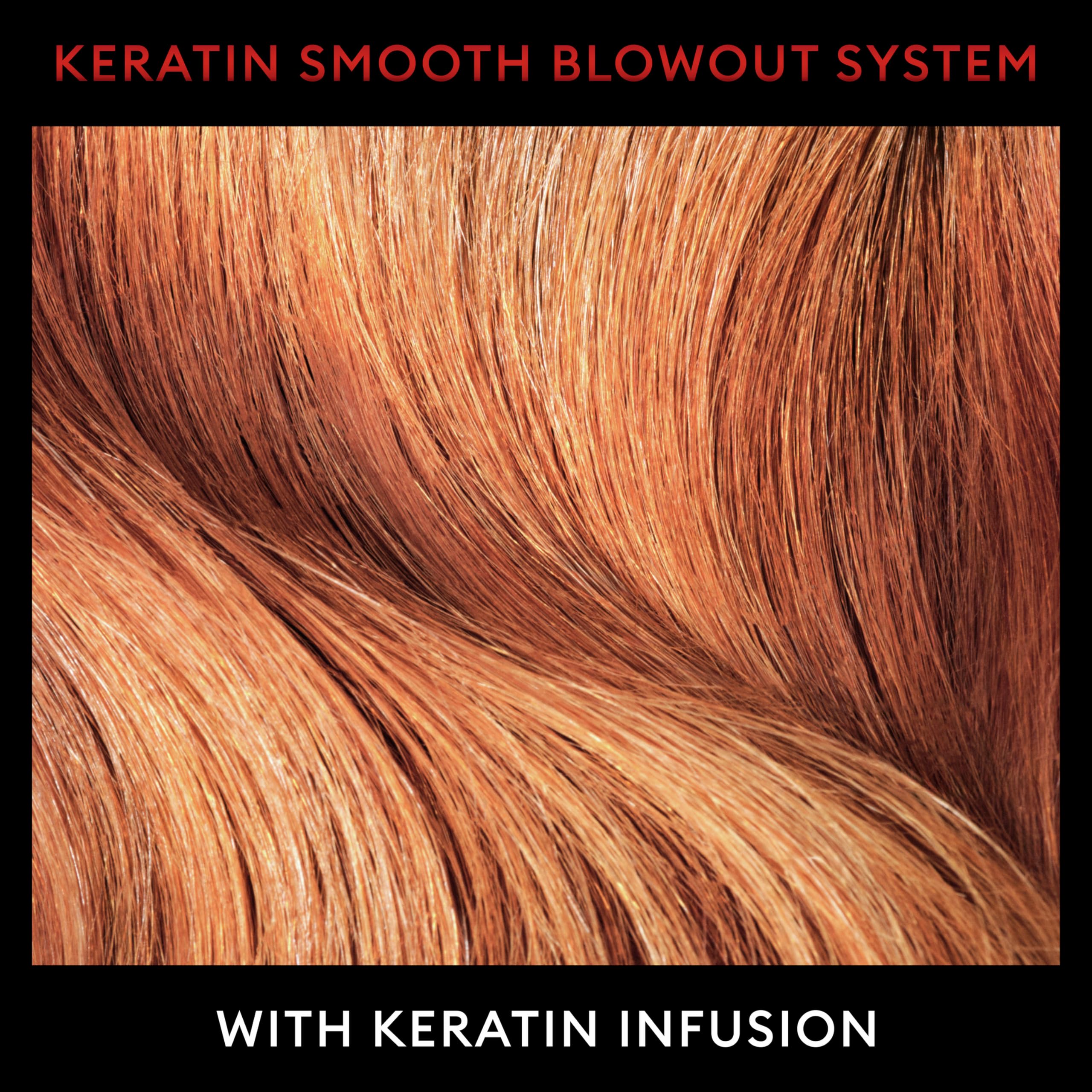Keratin detail close-up shows strength-building formula for smoother, more manageable strands.