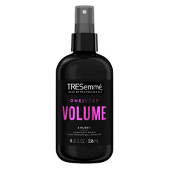 TRESemmé One Step Volume Mist bottle front showing weightless lift for fine hair.