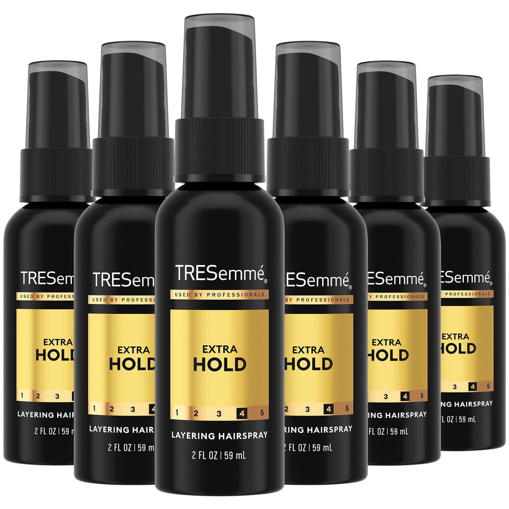 TRESemmé Travel Hairspray 6-pack bottles offer on-the-go hold for defined style.