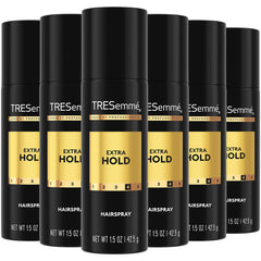 TRESemmé Travel Hairspray Extra Hold can shown for on-the-go styling.