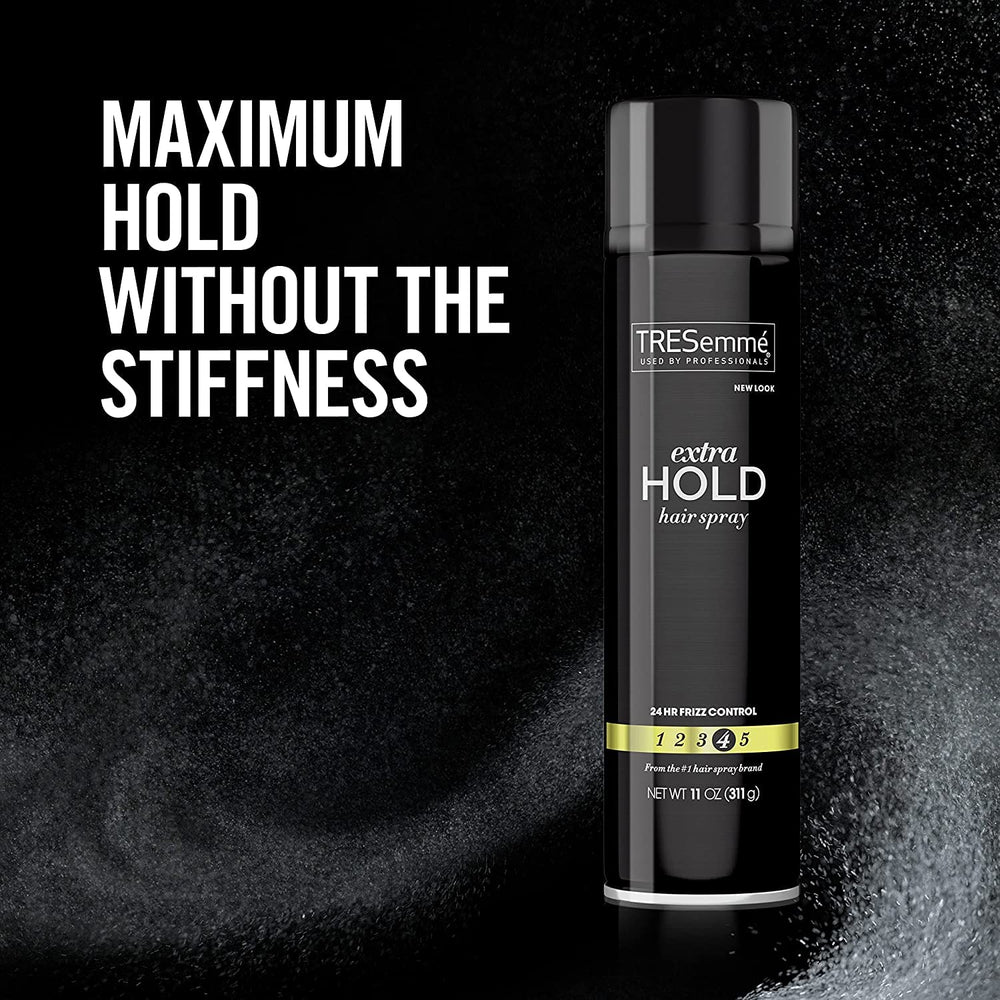 TRESemmé Tres Two Extra Hold Spray offers humidity shield for smooth, frizz-controlled hair.