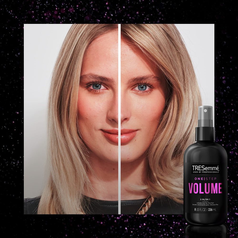 TRESemmé Volume Mist highlights anti-static benefit for smoother styling.