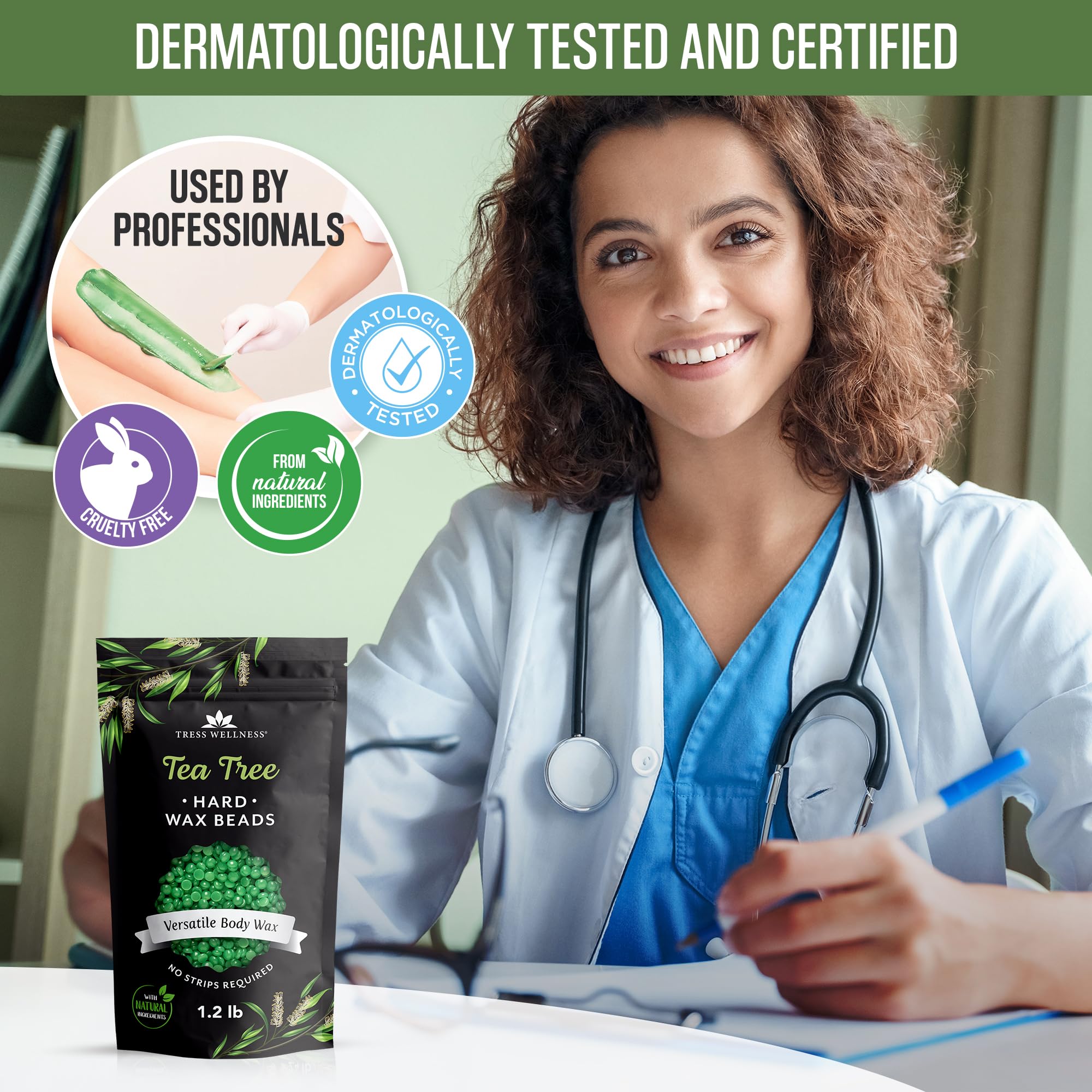 Tress Wellness bikini Brazilian full-body waxing setup shows professional results at home.