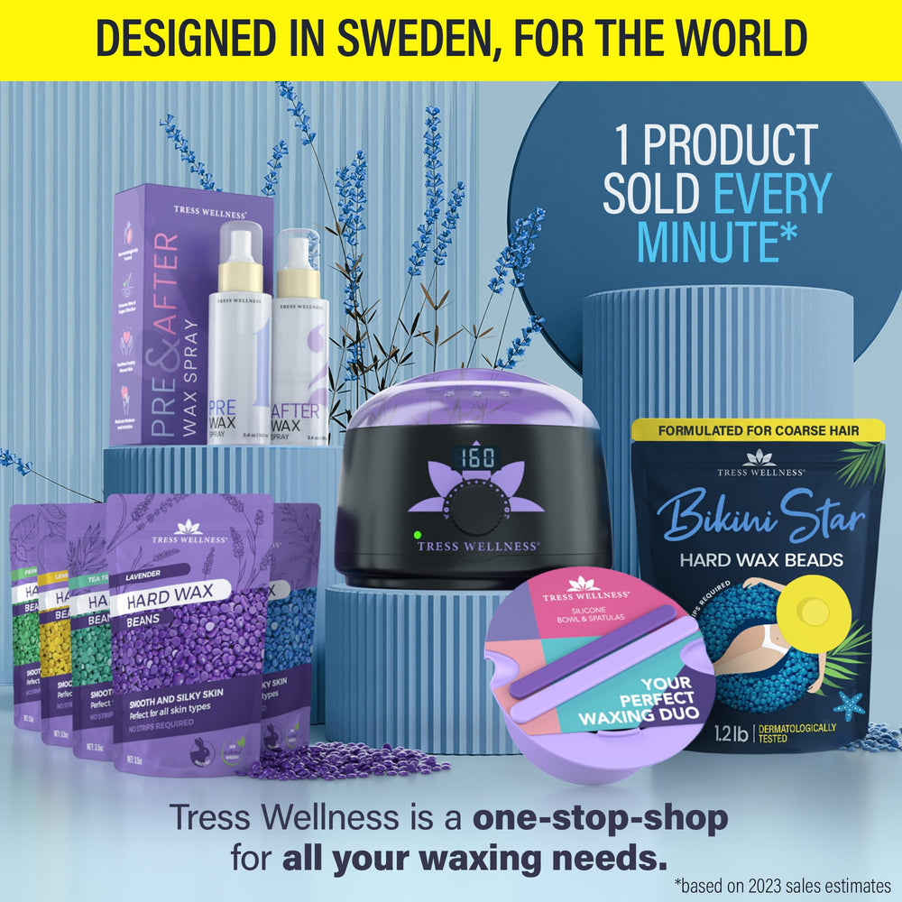Tress Wellness finished-skin after-wax image suggesting smooth bikini and full-body results.