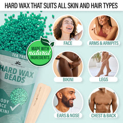 Tress Wellness hard wax beads variety bags showing skin-friendly formulas for sensitive areas