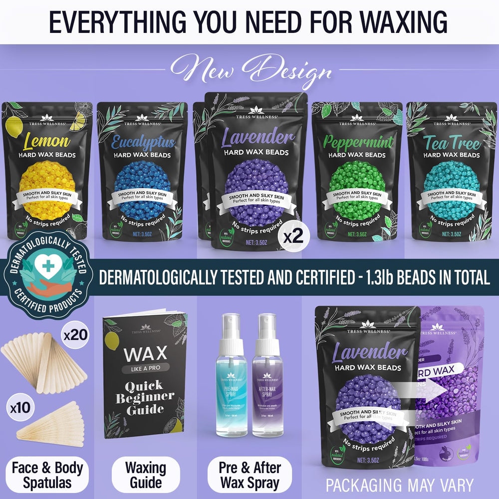 Tress Wellness kit contents with spatulas for easy waxing sessions