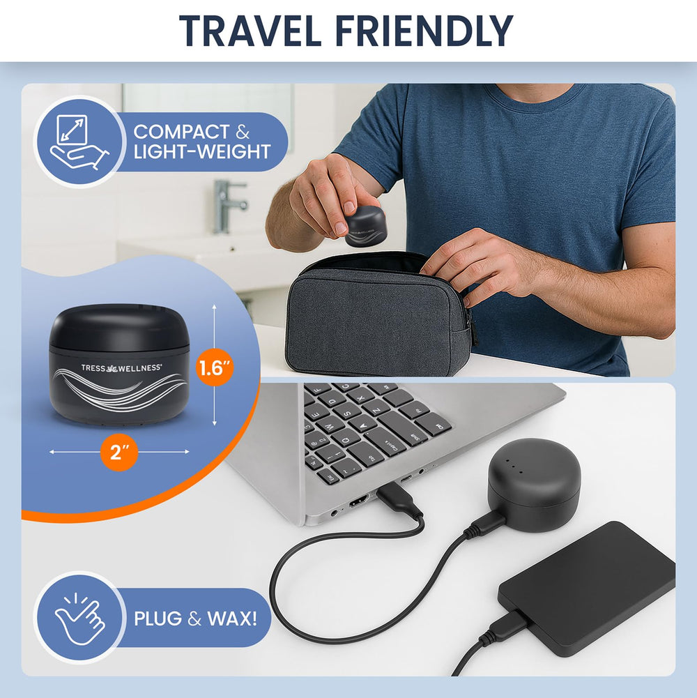 Tress Wellness Nose Wax Kit travel-ready case fits gym bag for on-the-go grooming
