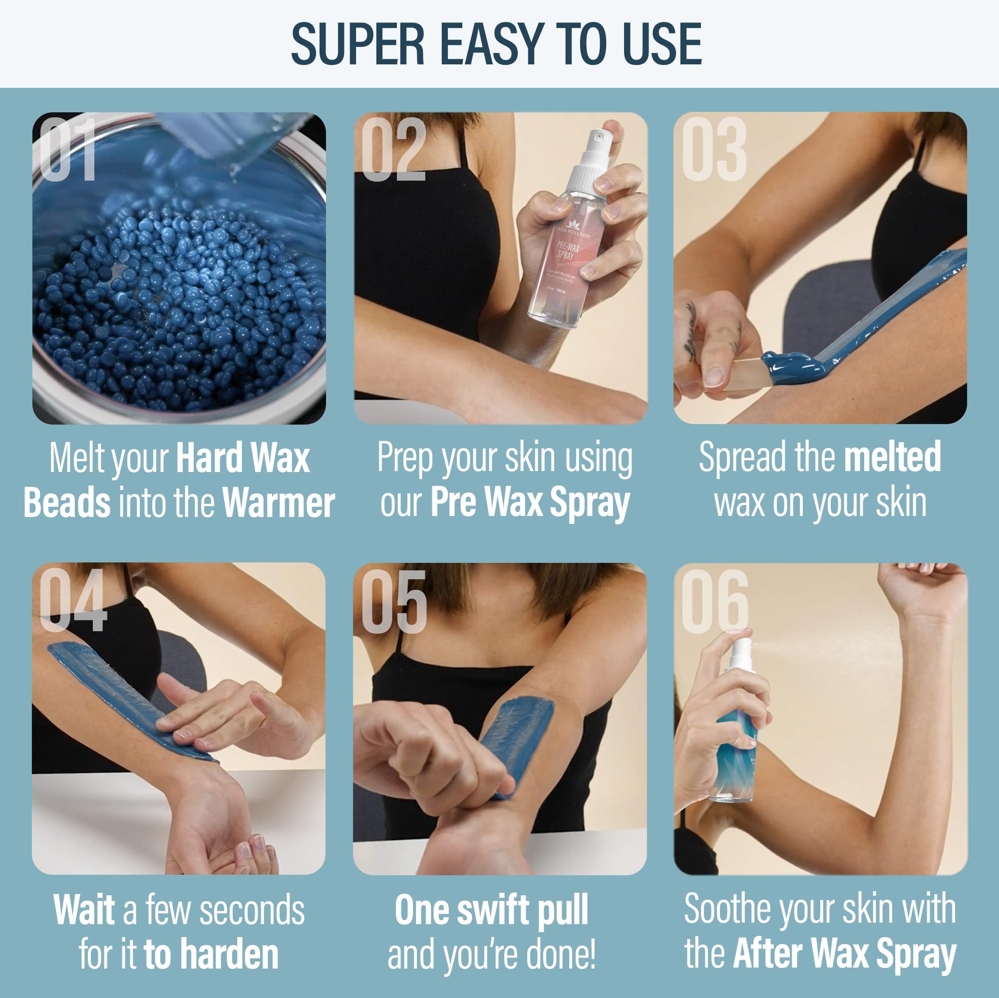 Tress Wellness pre-wax spray preps skin to reduce discomfort during wax