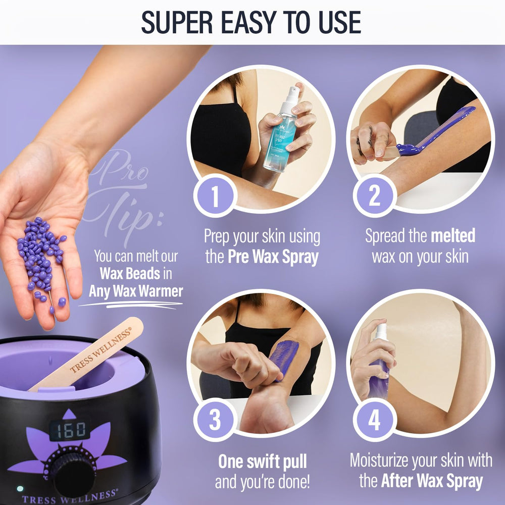 Tress Wellness wax at comfortable temperature for smooth application