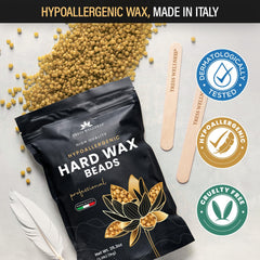 Tress Wellness wax beads Italian-made label — premium quality for at-home waxing.