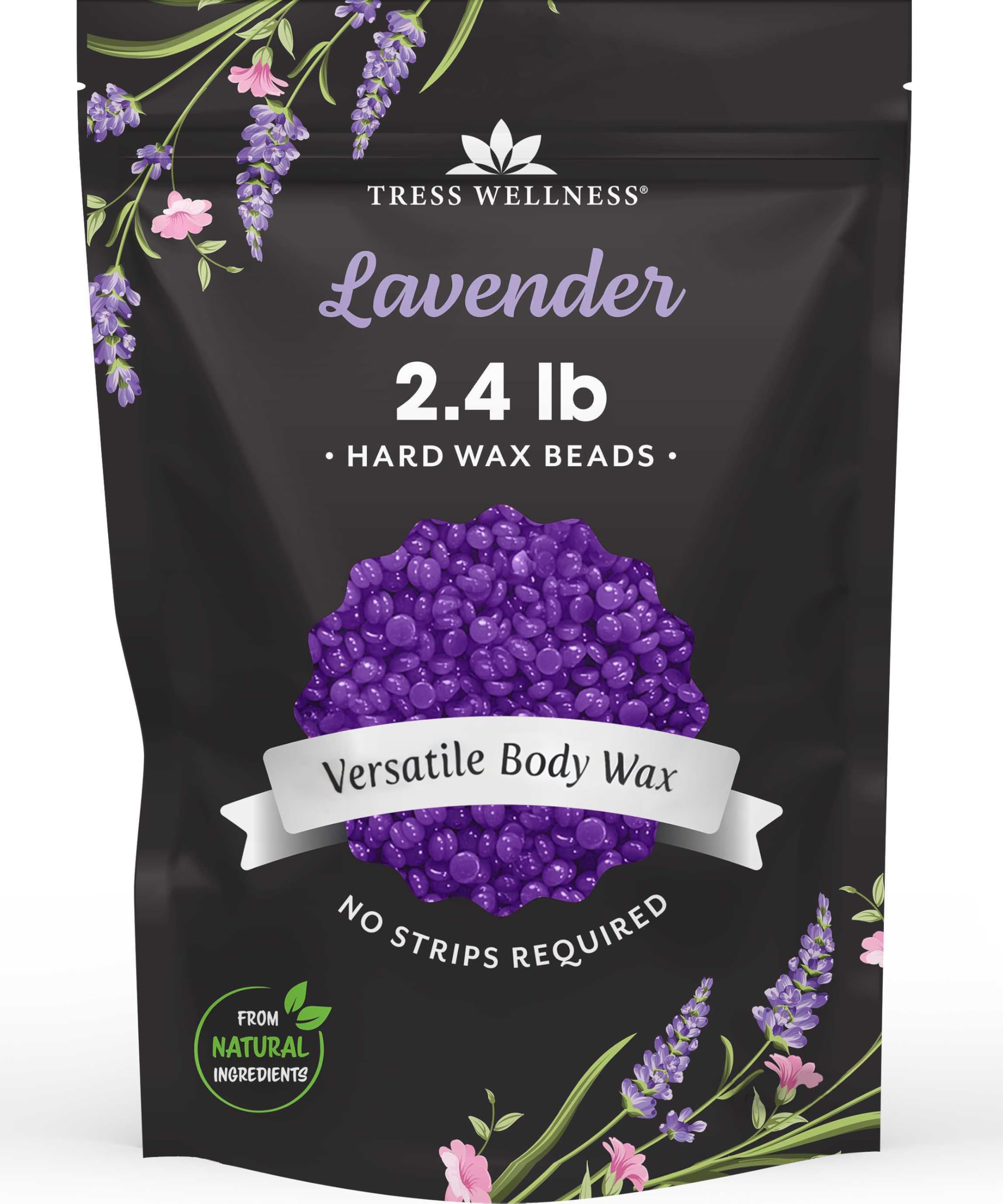 Tress Wellness lavender wax beads packaging for at-home waxing