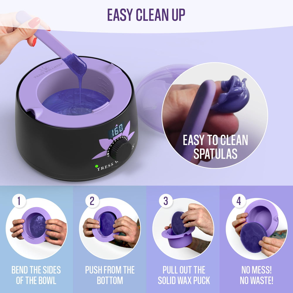 Tress Wellness liner removal action showing easy pop-out of wax
