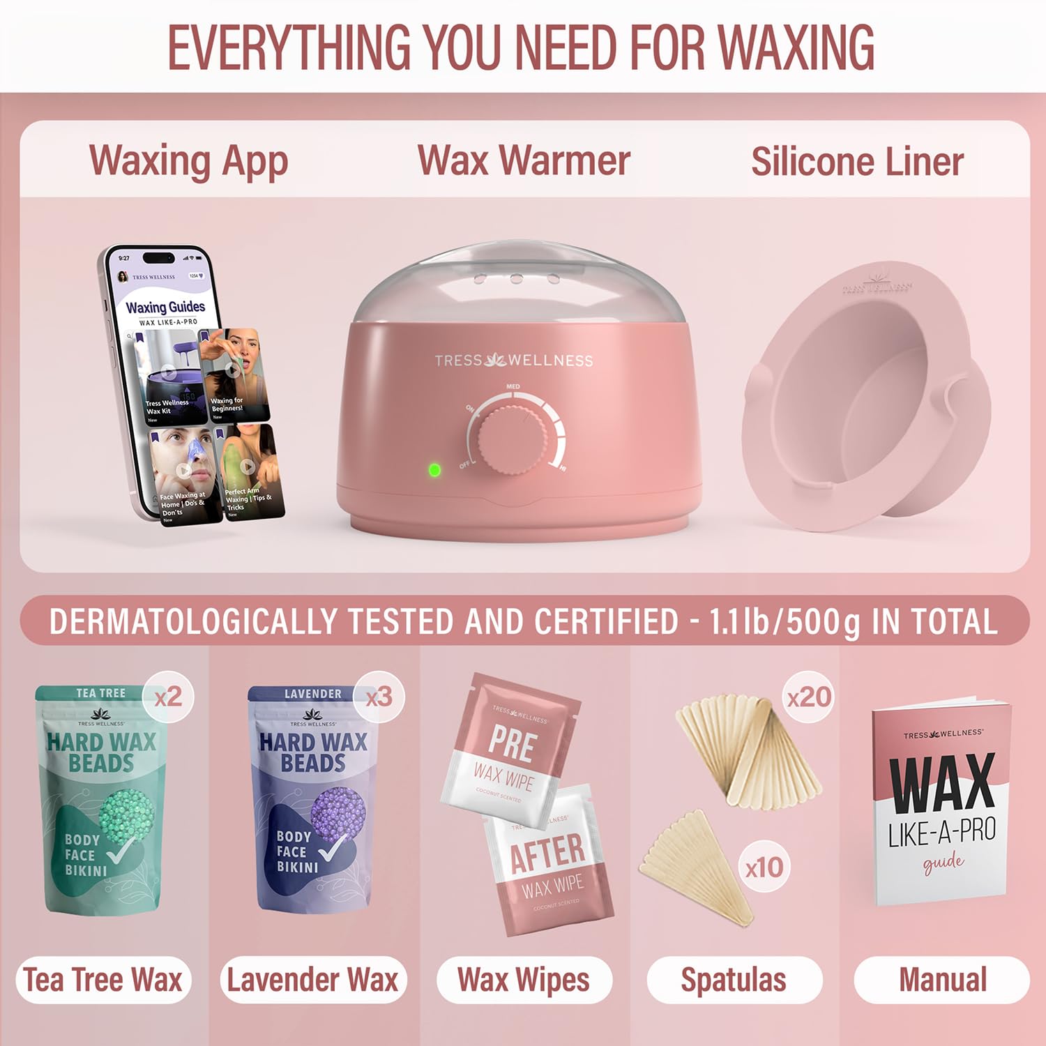 Tress Wellness hard wax beads five bags for salon-style at-home waxing