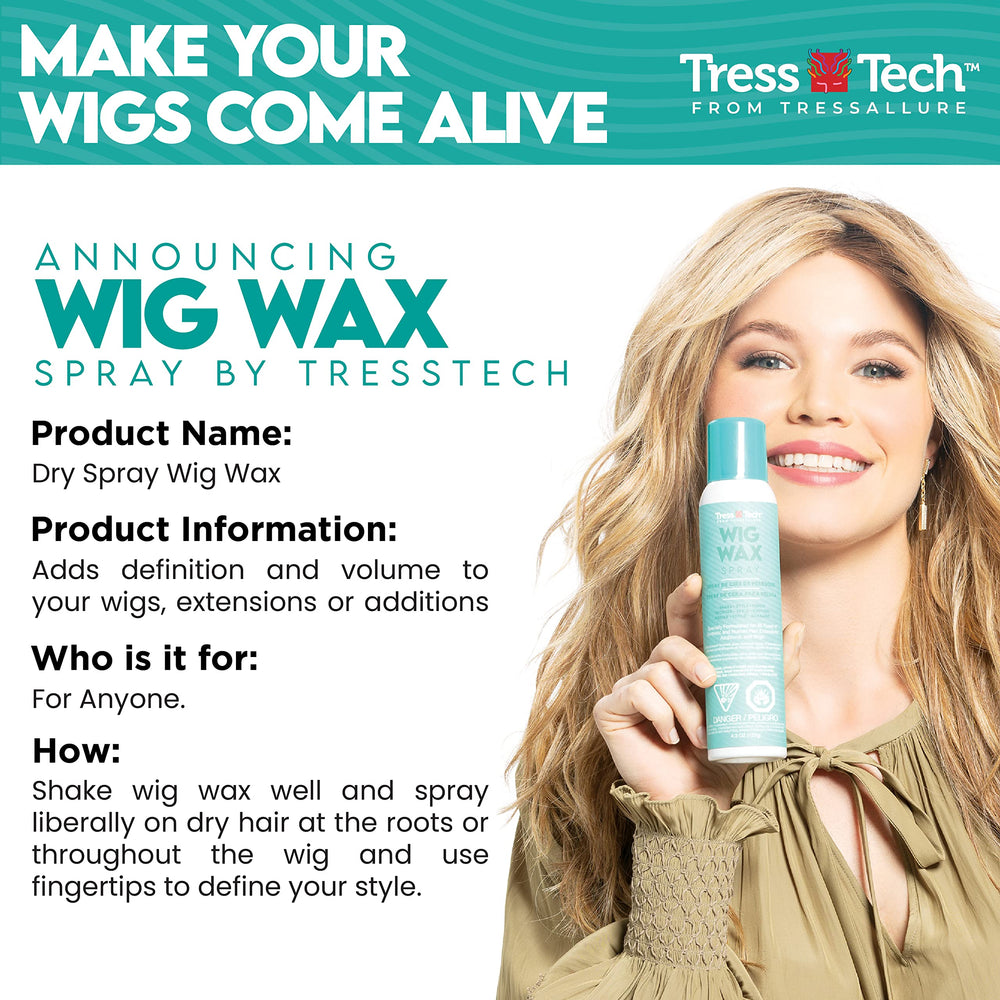 Tressallure TressTech wig wax application on dry hair demonstrating even dispersion.