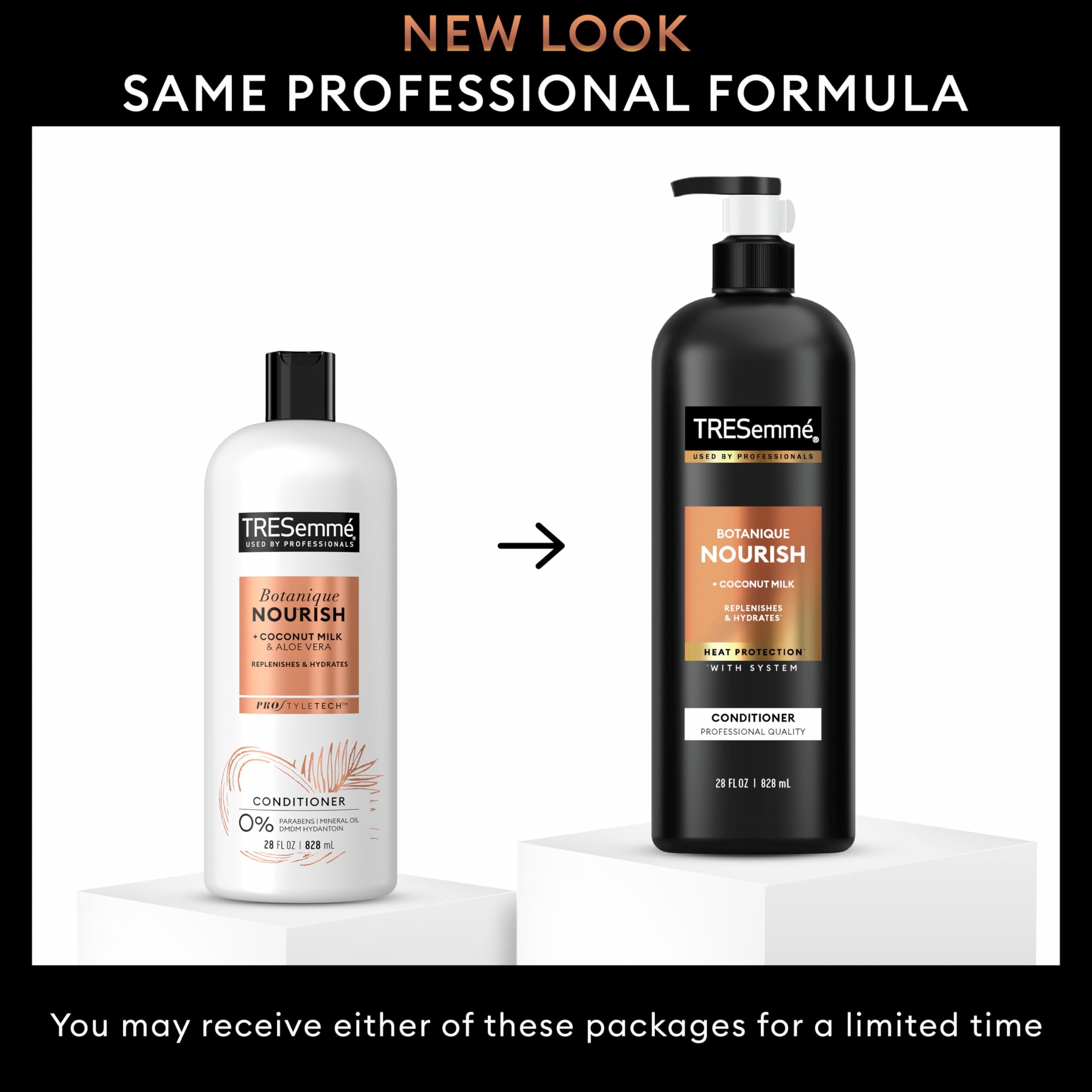TRESemmé Botanique Nourish conditioner coconut milk illustration signaling hydration benefits.