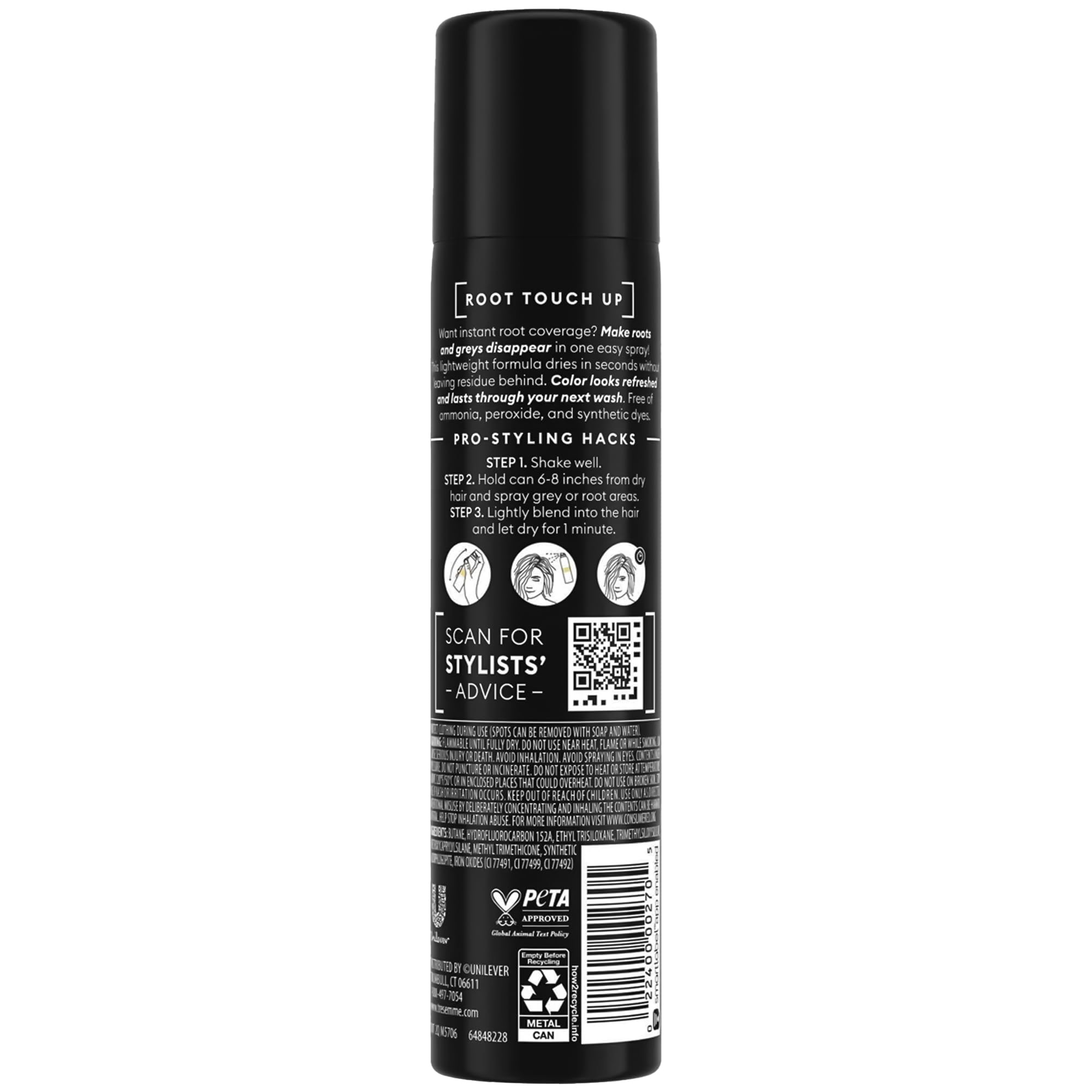 TRESemmé travel-size can held for grey root coverage between salons.