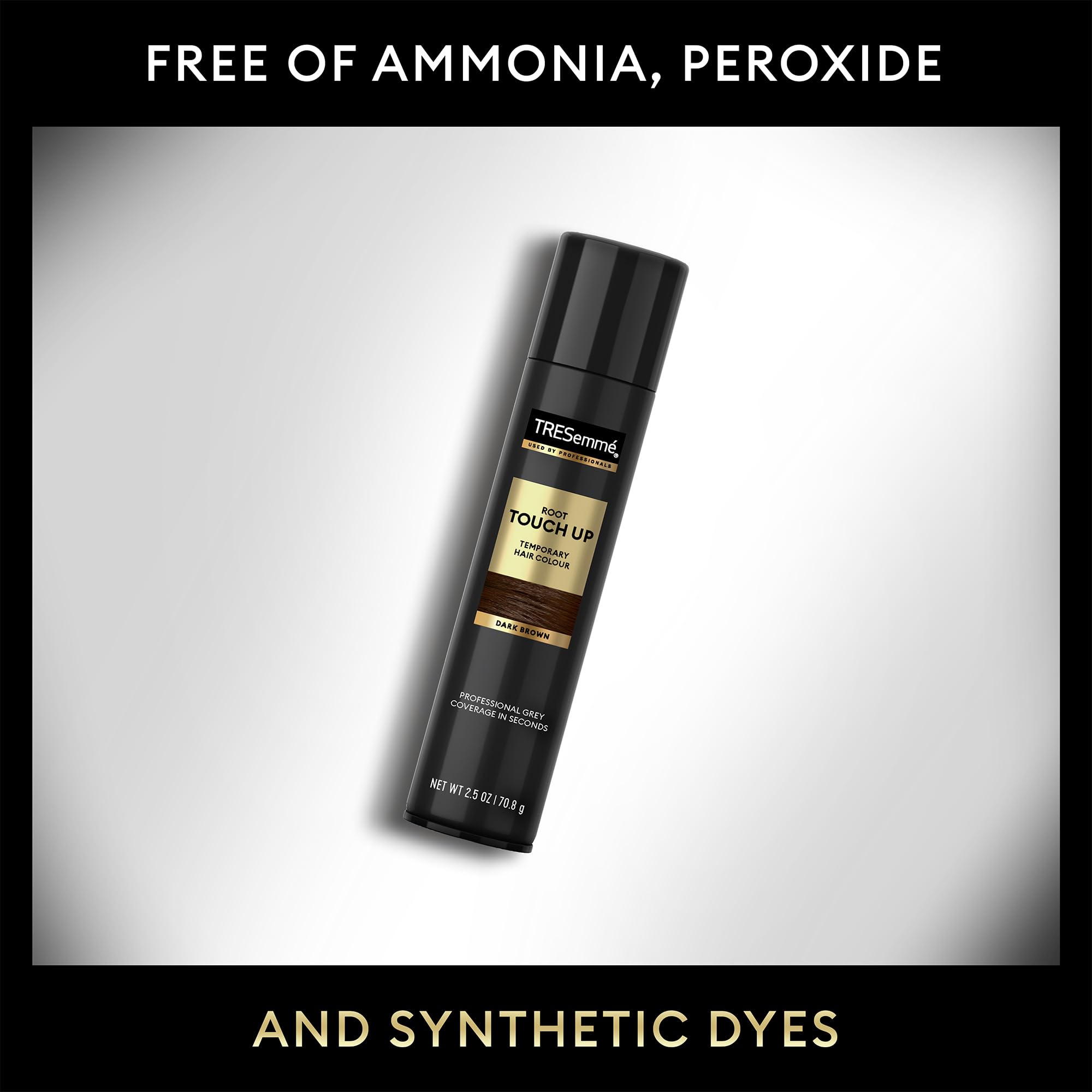 No visible residue after application blends naturally with dark brown hair.