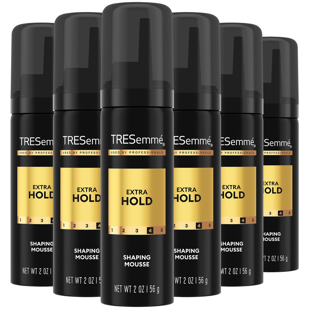 TRESemmé Shaping Mousse travel pack bottles offer on-the-go frizz control and sculpted style.