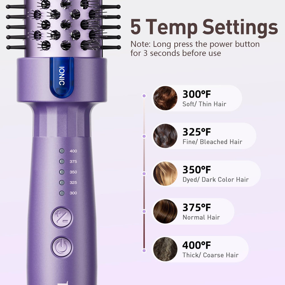 Tresses Touch purple side view highlights compact design for easy on the go styling.