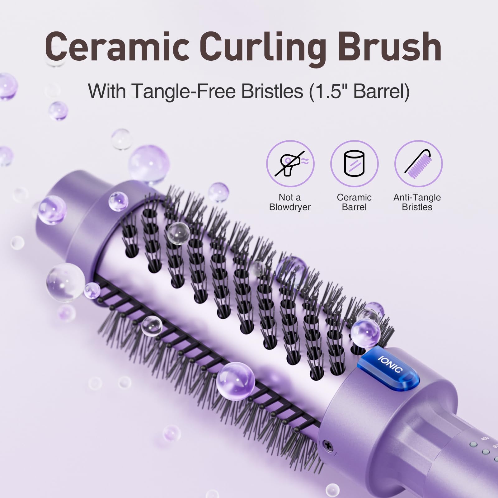 Tresses Touch 60 minute auto shutoff icon emphasizes safe, unattended styling.