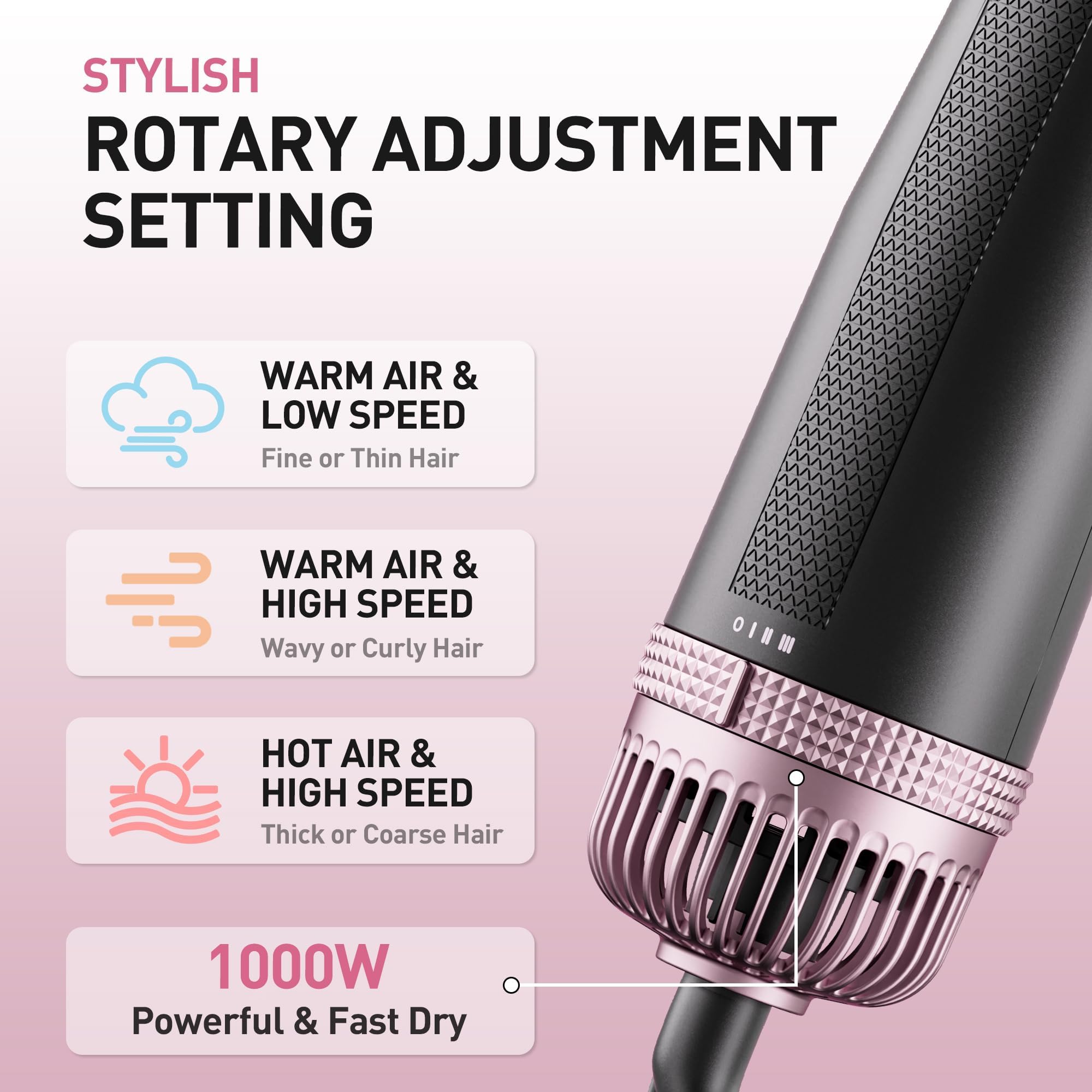 Tresses Touch ergonomic one-hand design enables easy operation during styling.