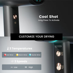 Tresses Touch hair dryer motor high-speed design powers fast drying and smooth results.