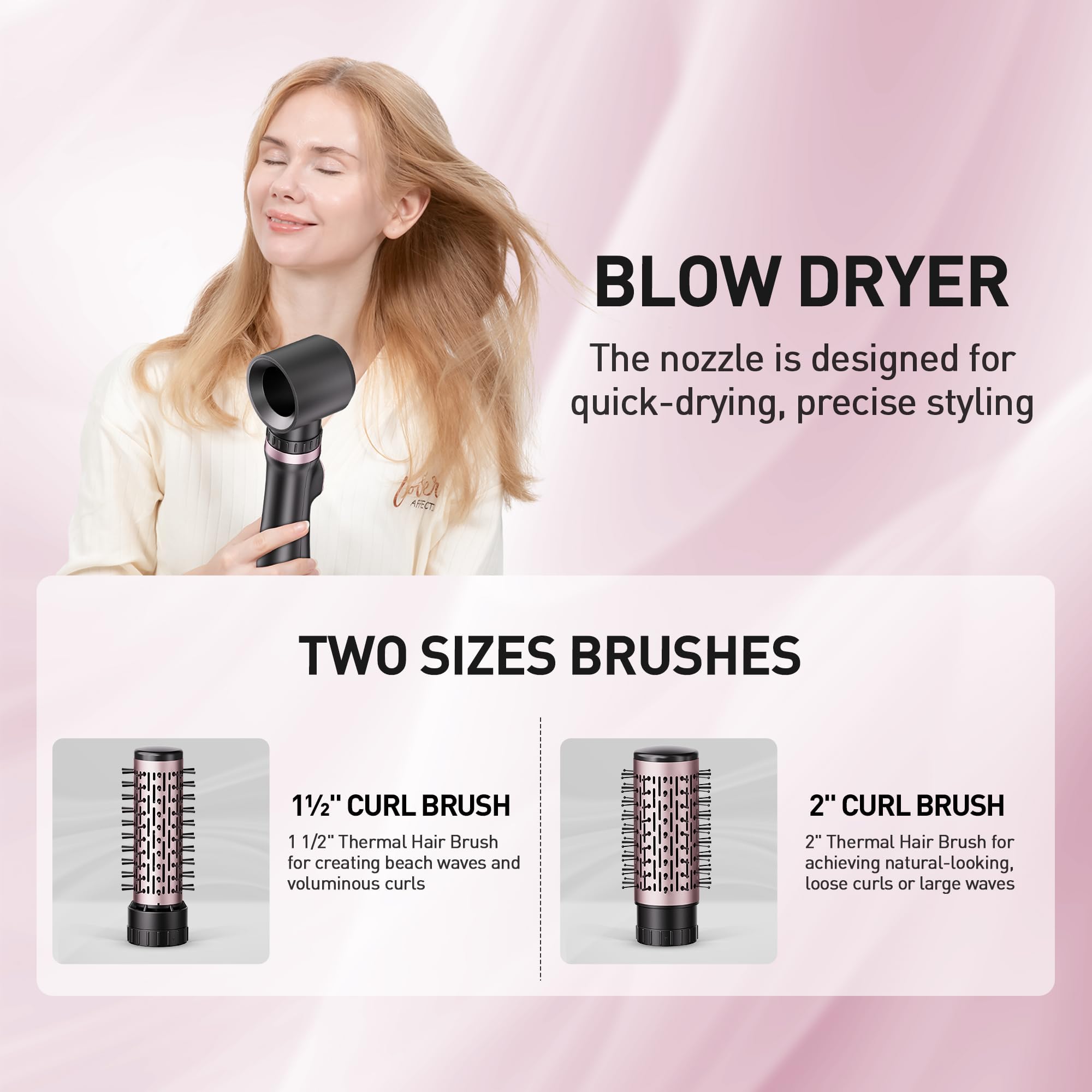 Tresses Touch negative ionic technology close-up reduces static and adds shine.