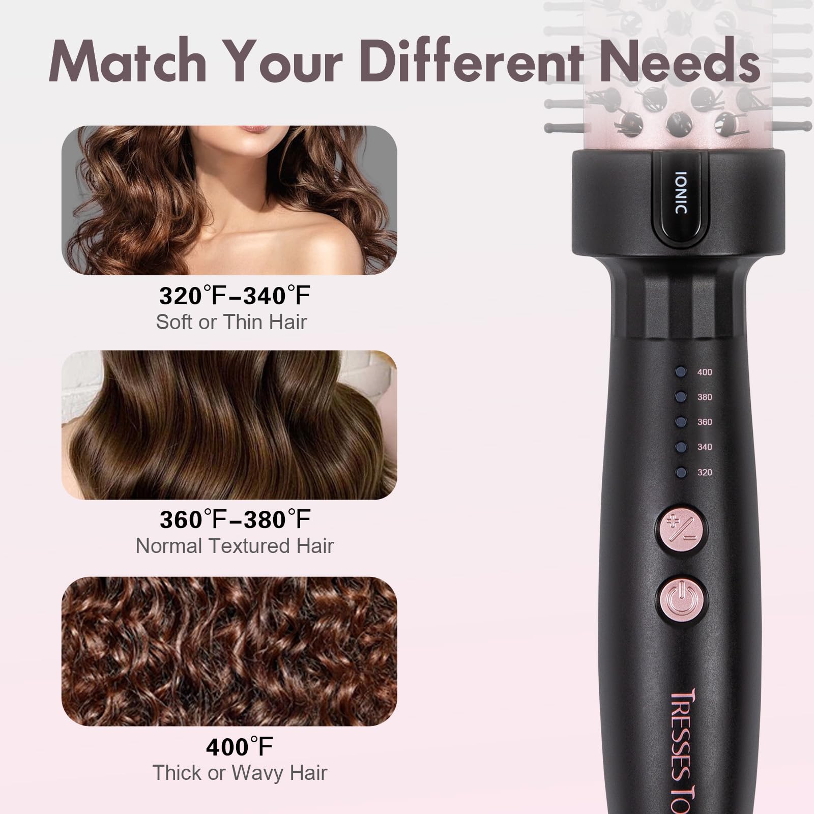 Universal voltage on the Tresses Touch Thermal Brush for use abroad.