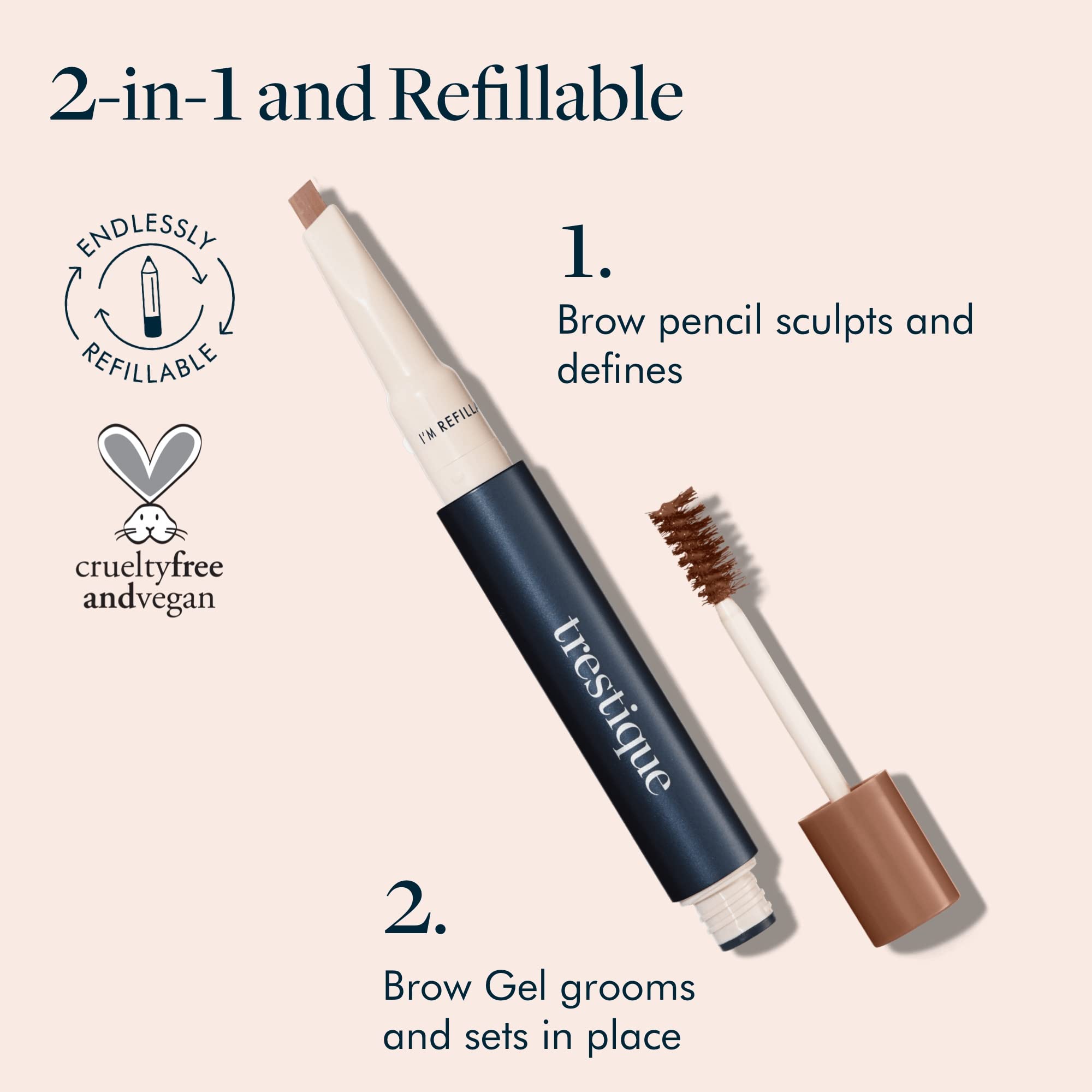 TRE'STIQUE Brow Pencil flat-edge shaping and arching.