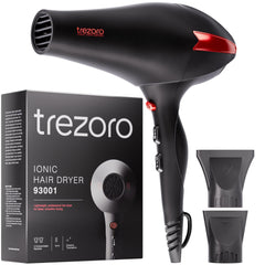 TREZORO professional blow dryer front view shows powerful 2000W motor