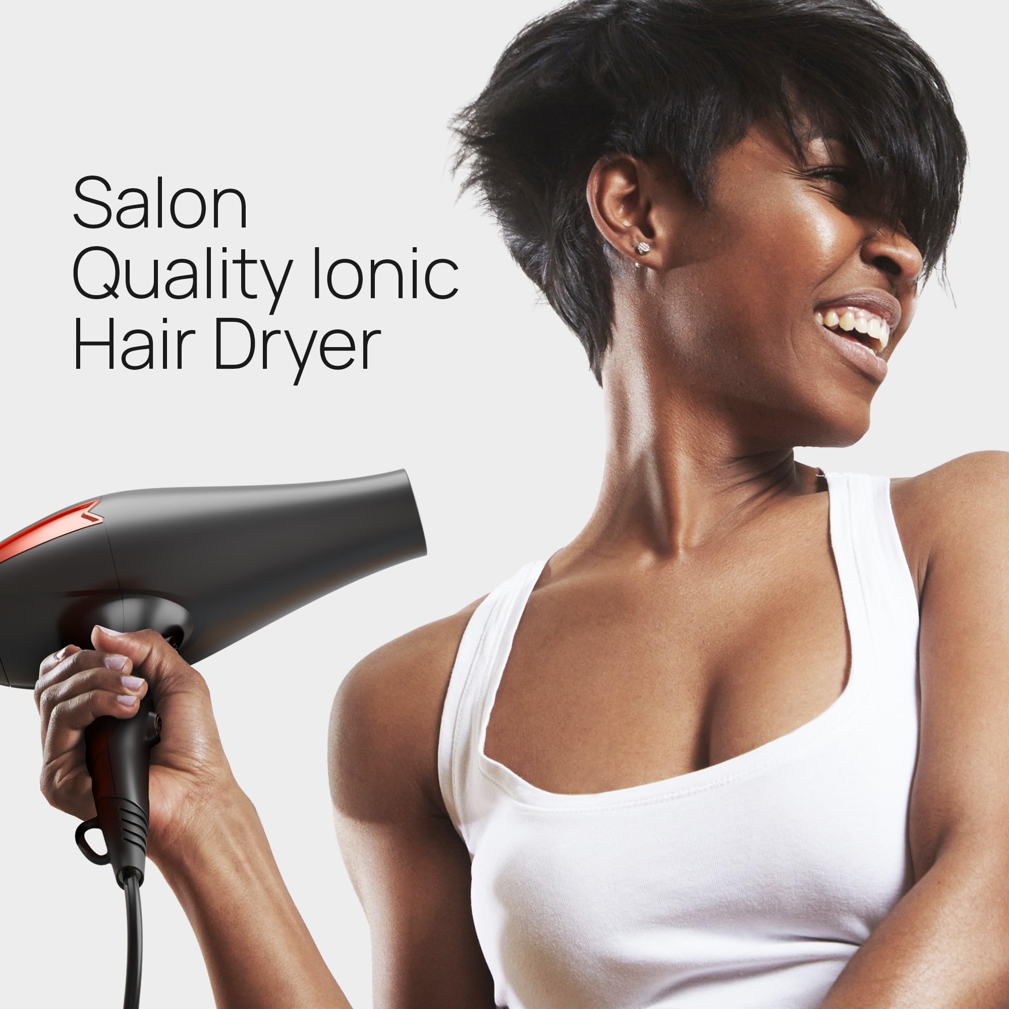 TREZORO blow dryer side view highlights compact design and performance