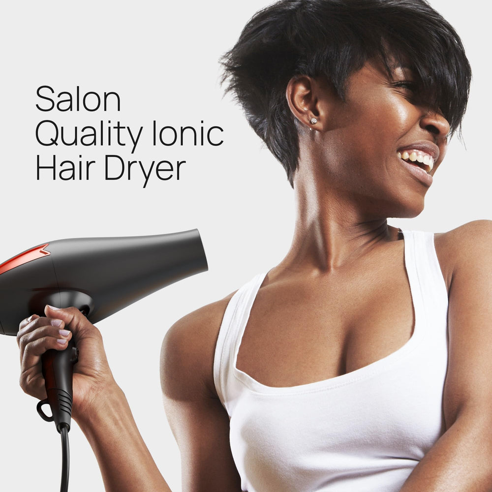 TREZORO blow dryer side view highlights compact design and performance