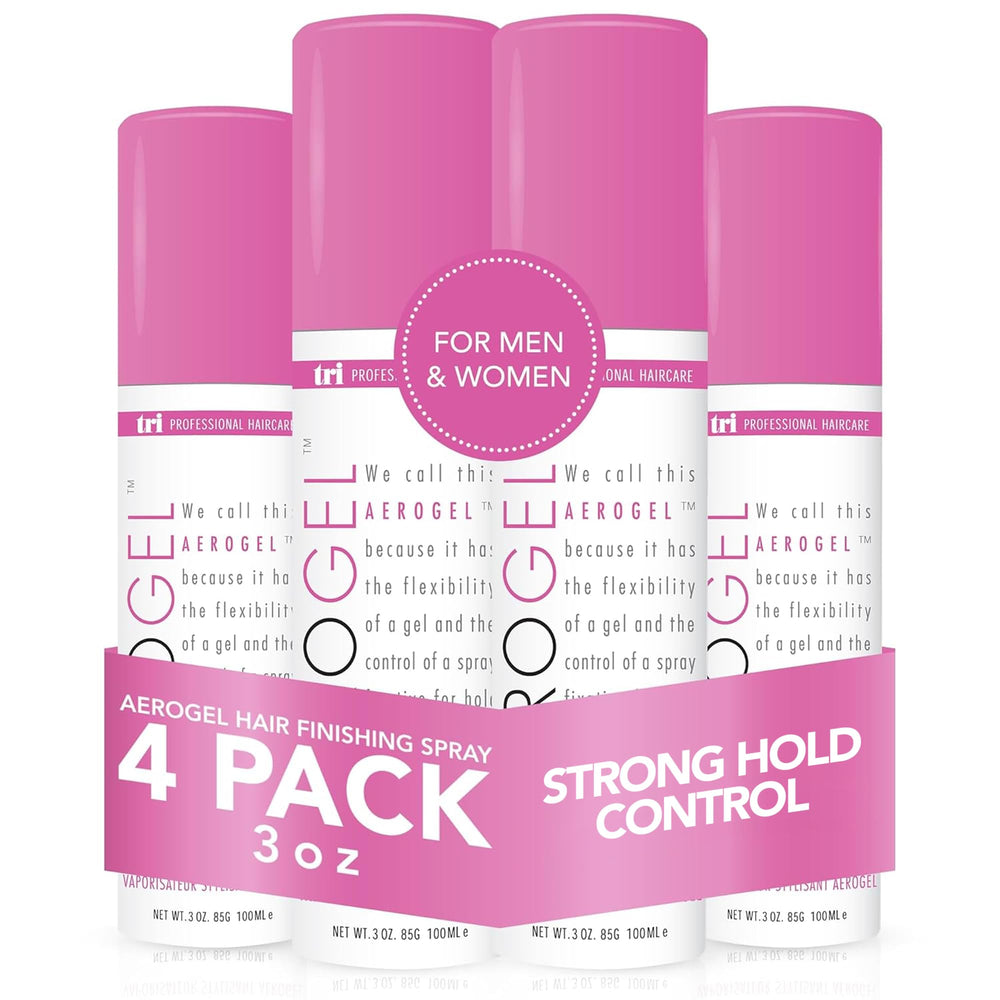 TRI Design Aerogel hairspray bottle with strong flexible hold for all-day shaping