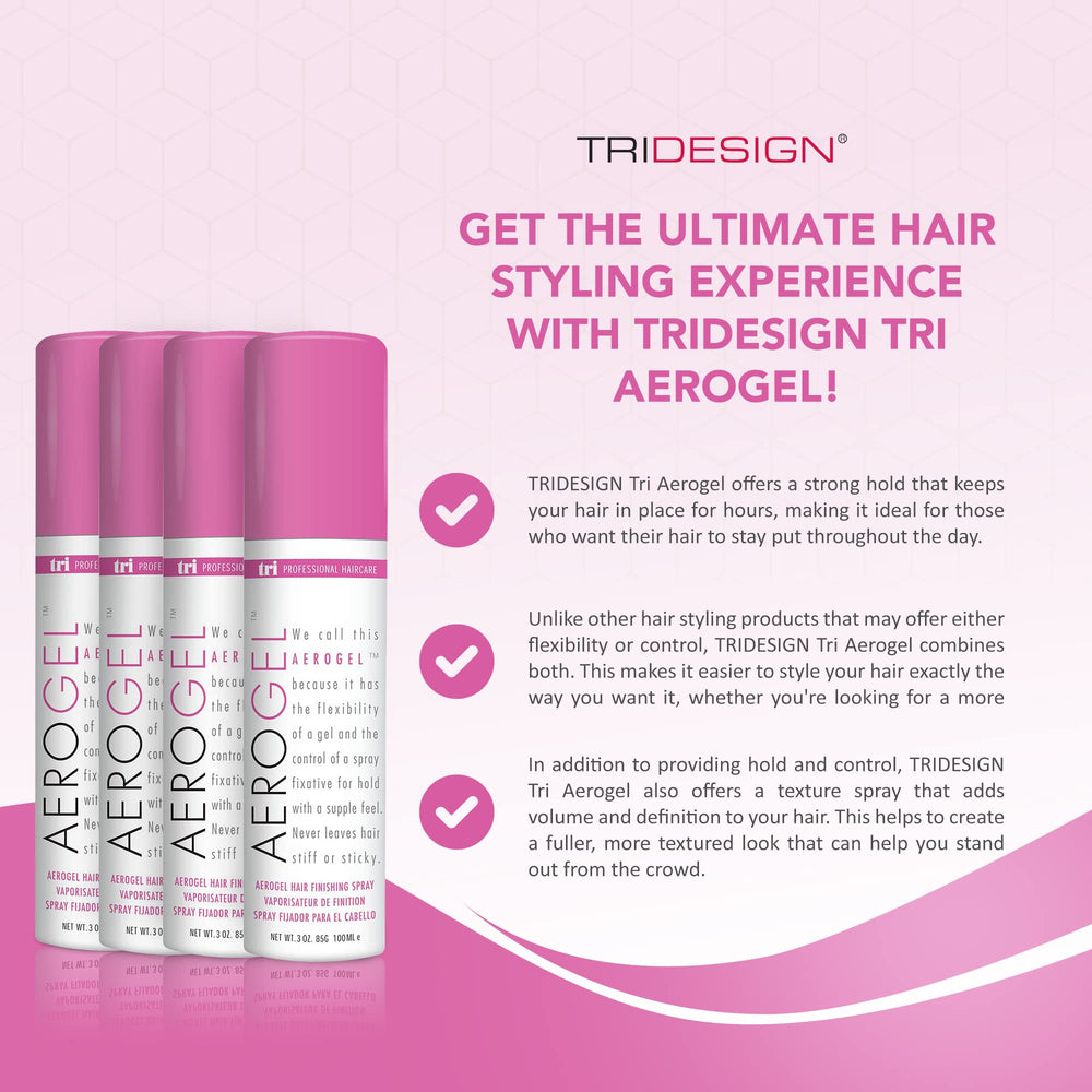 TRI Design Aerogel hairspray spray mist delivering light control and shine