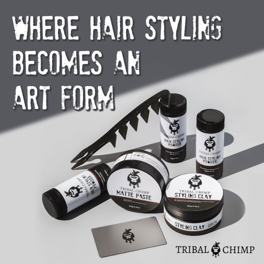 Tribal Chimp Hair Styling Powder 3-piece set packaging shot.