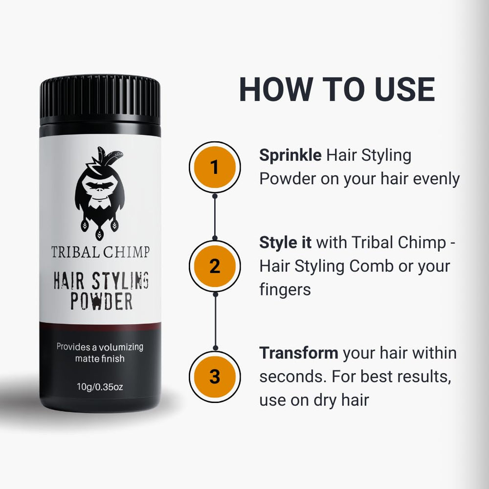Tribal Chimp Hair Styling Powder suits all hair types for texture.