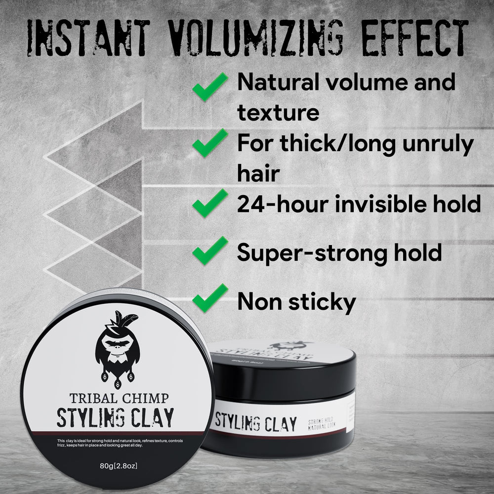 Tribal Chimp hair clay volume close-up highlights instant thickness