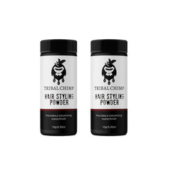Tribal Chimp Hair Styling Powder pack shot shows instant volume and matte, weightless finish.