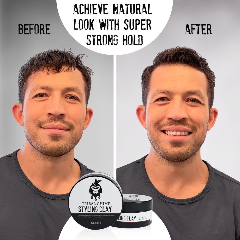 Tribal Chimp styling clay strong hold image shows all-day style potential