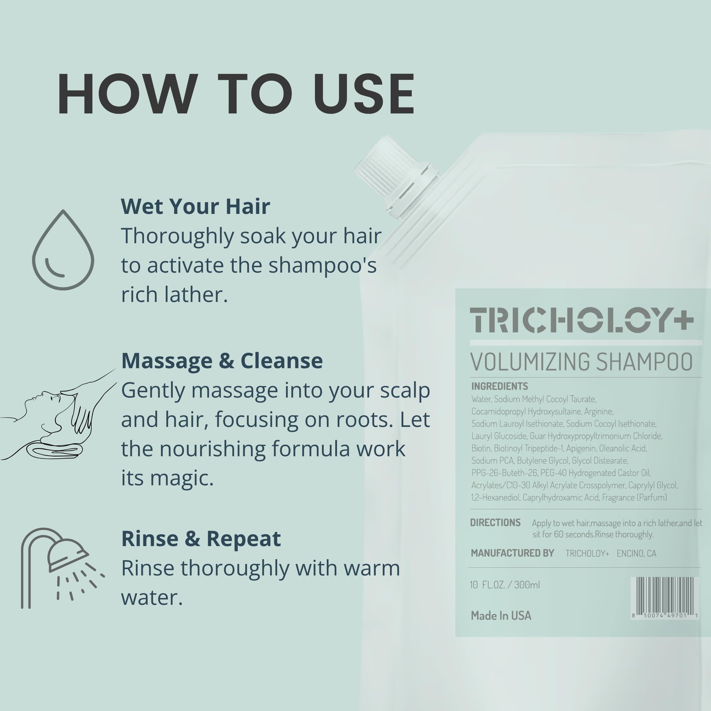 Tricholoy+ color-safe daily-use packaging signals gentle, color-friendly care.