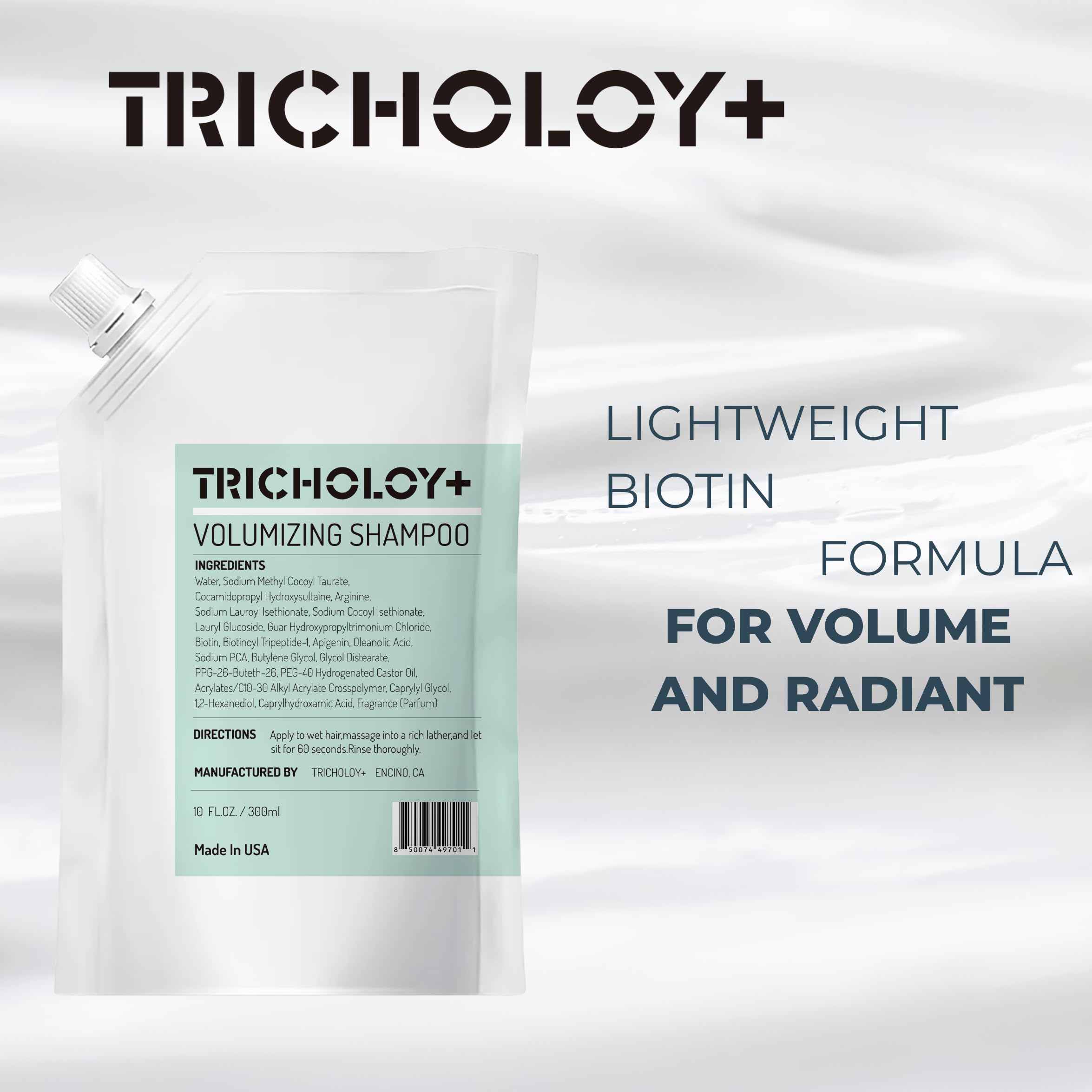 Tricholoy+ volume-bounce shot captures lifted roots and fuller look.