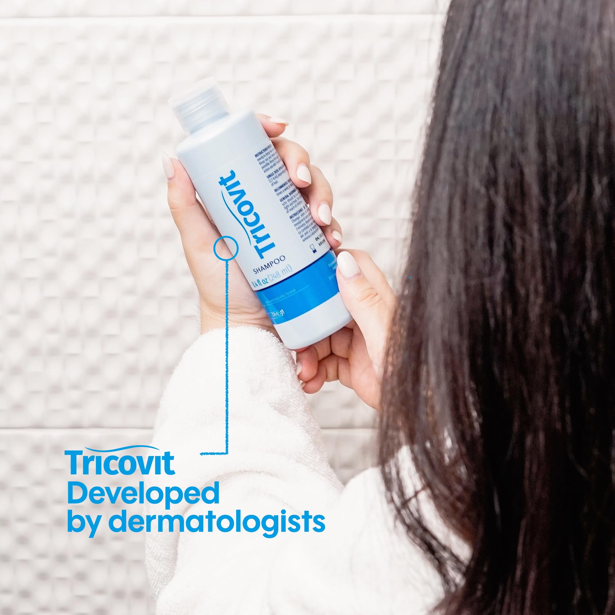 Tricovit Dermatologist Formulated Shampoo Packaging signals clinically-inspired care for scalp health.