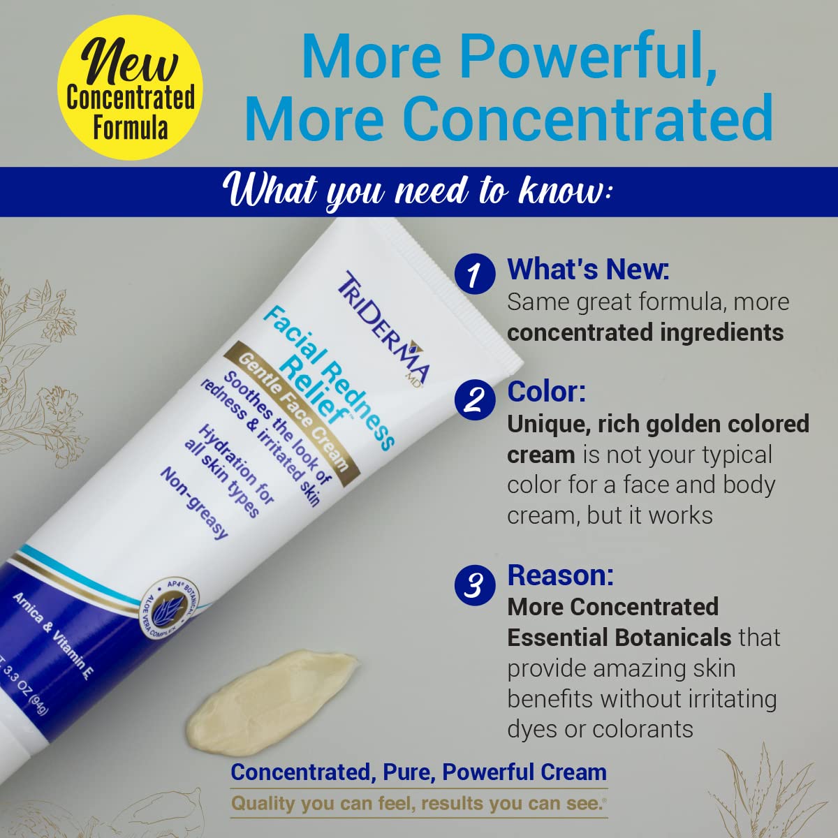 TriDerma cream texture closeup highlights smooth, non-greasy hydration for sensitive skin.