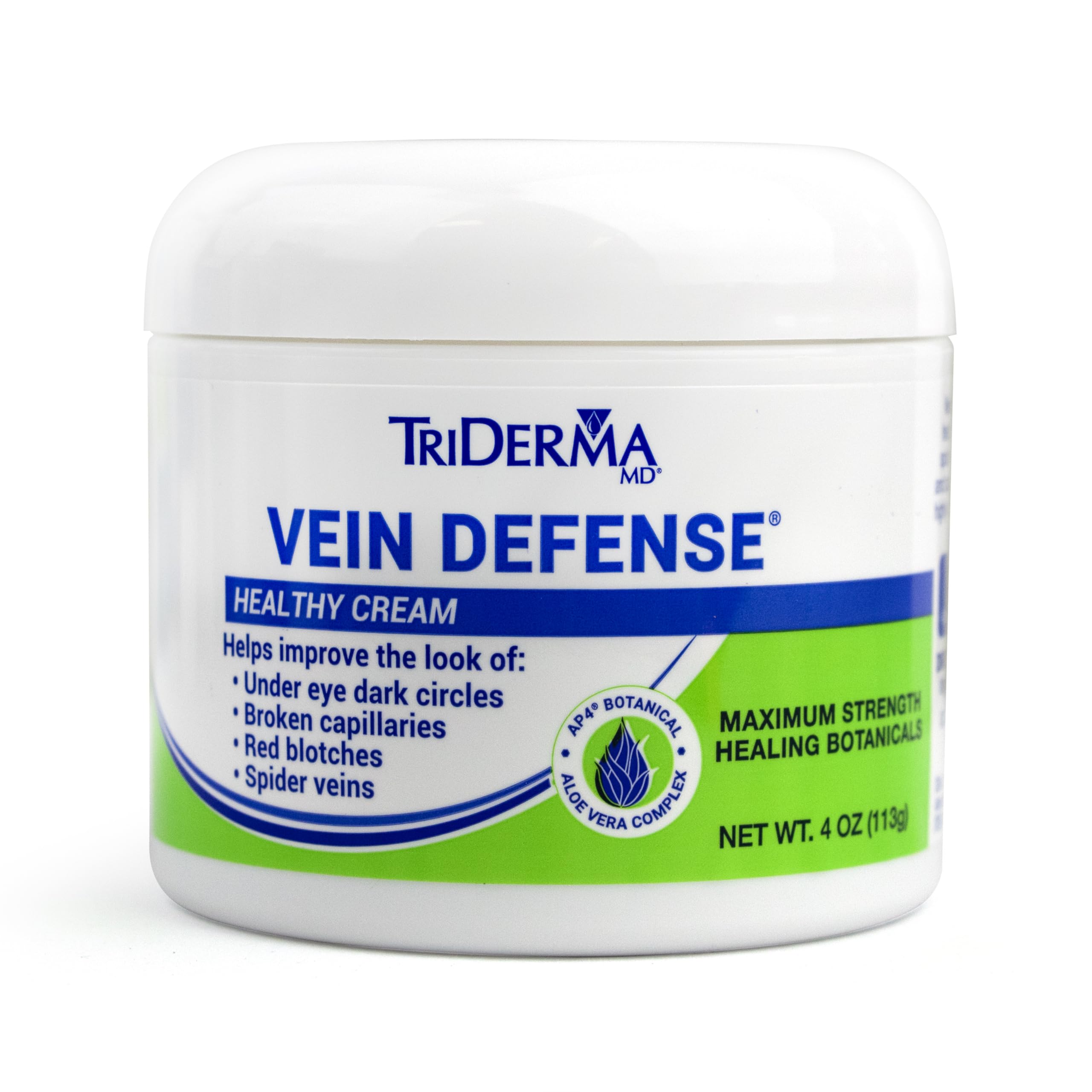 TriDerma Vein Defense fragrance-free packaging signals suitability for fragrance-sensitive users.
