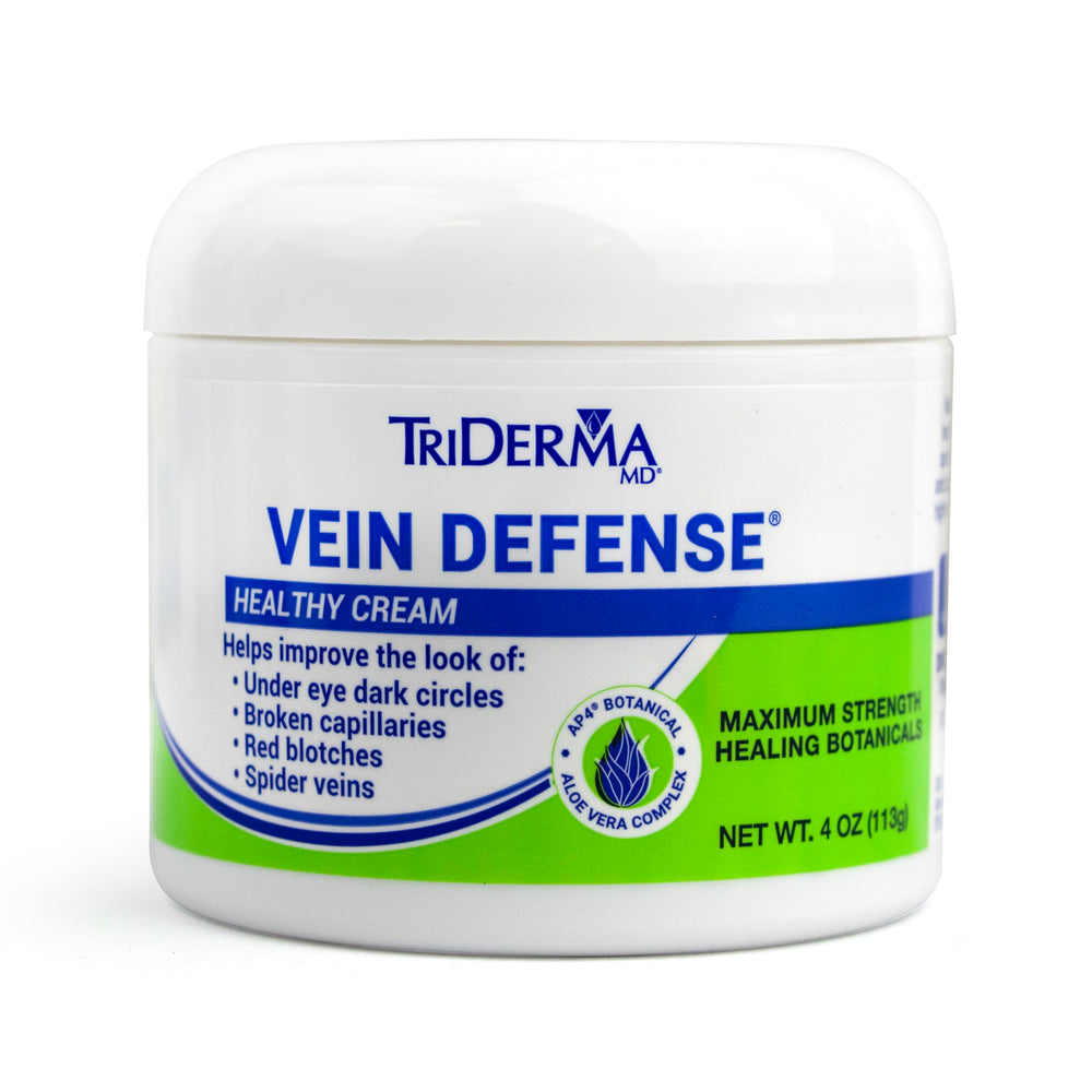 TriDerma Vein Defense fragrance-free packaging signals suitability for fragrance-sensitive users.
