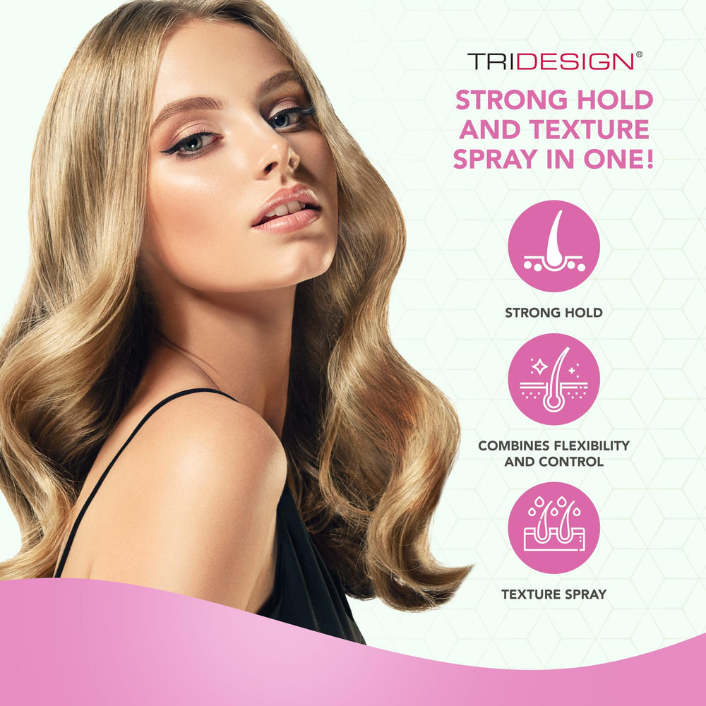 TRIDESIGN Aerogel Hairspray application on hair delivering flexible hold for styling