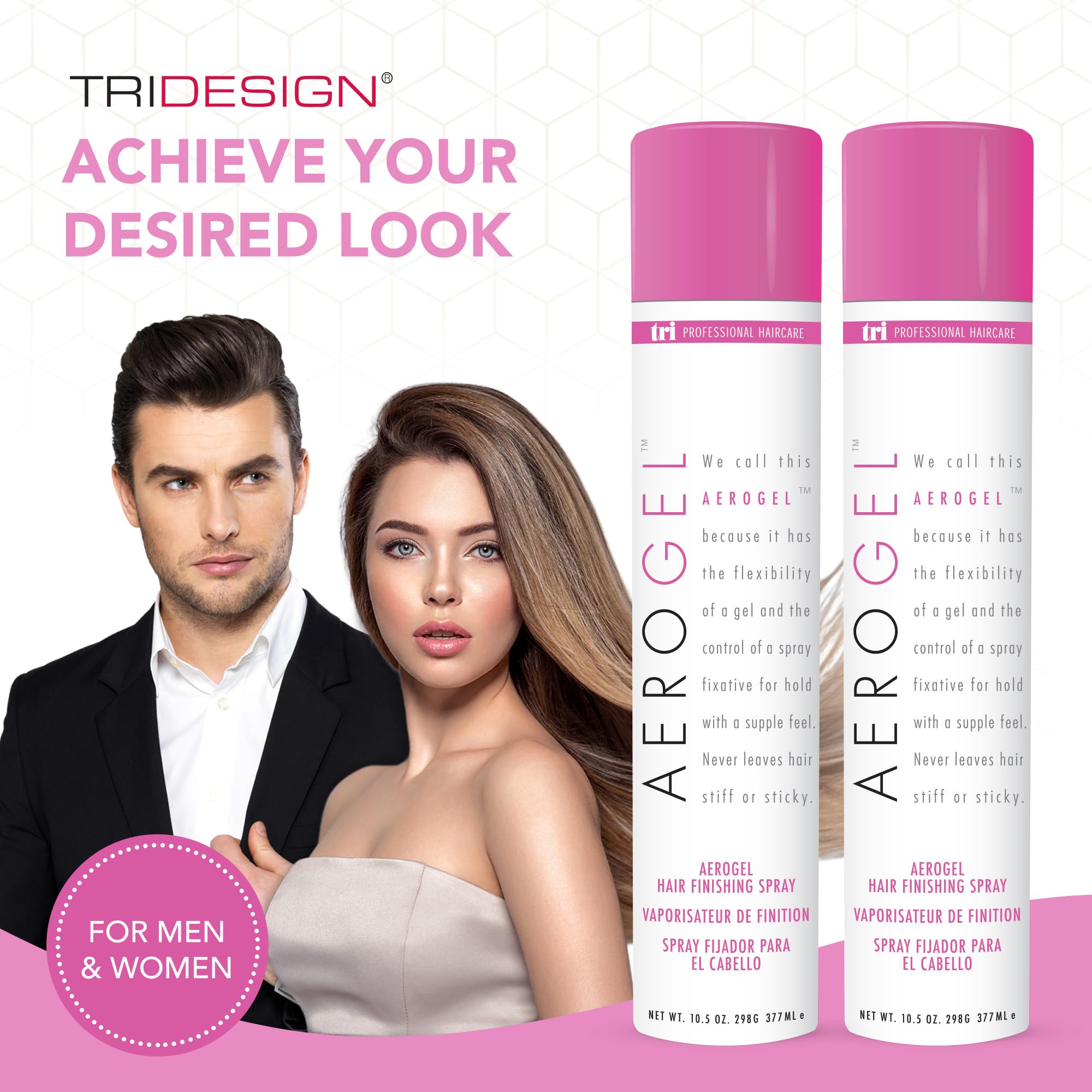 TRIDESIGN Aerogel hairspray closeup of fragrance highlights a fresh scent.
