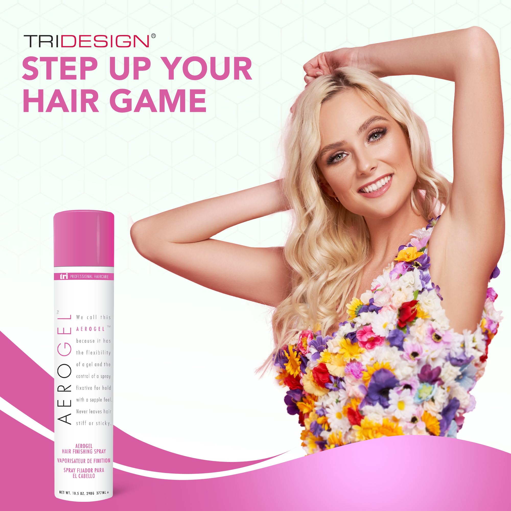 TRIDESIGN Aerogel Hairspray packaging designed for travel and durability