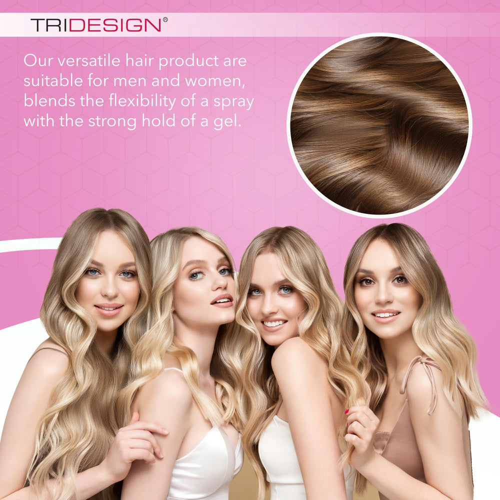 TRIDESIGN Aerogel hairspray on model hair achieving volumizing look