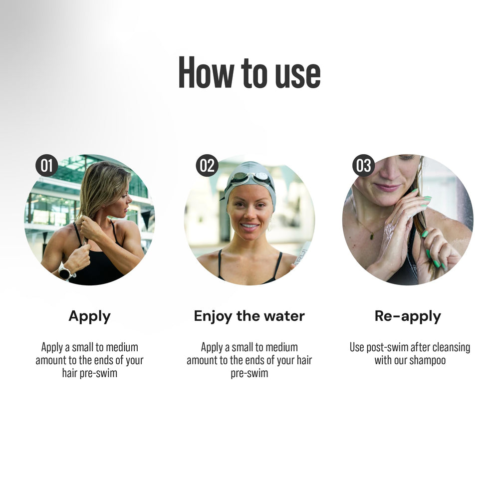TRIHARD chlorine defense swim conditioner packaging box emphasizes vegan formula.